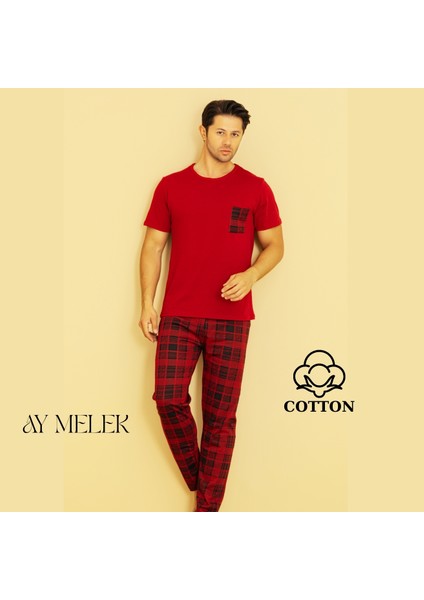 Ay Melek Erkek Pamuklu Pijama Takımı Cotton Gömlek ve Pijama Seti
