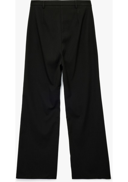 Düğmeli Cepli Straight Fit Düz Bol Paça Kumaş Pantolon fiyatları