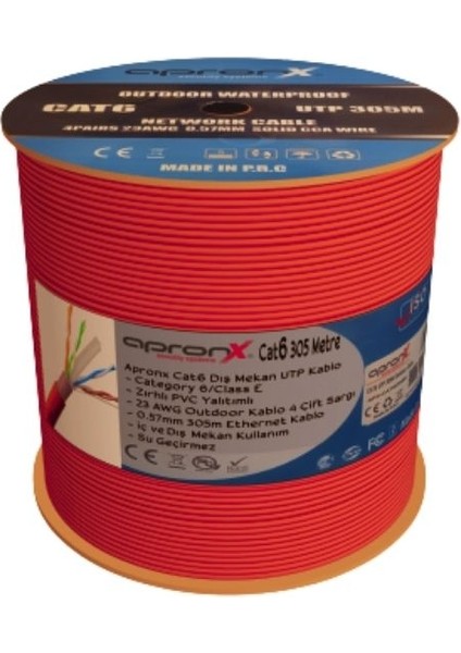 Cat6 Dış Ortam Kırmızı 305 Metre fiyatları
