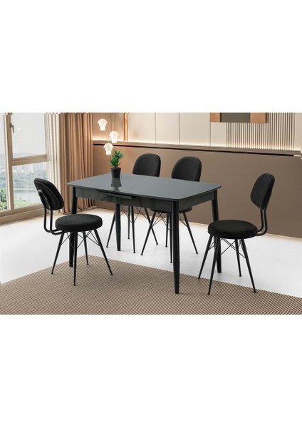 Koyu Gri Ece Sandalye 120+30 Milano Açılabilir Masa Takımı
