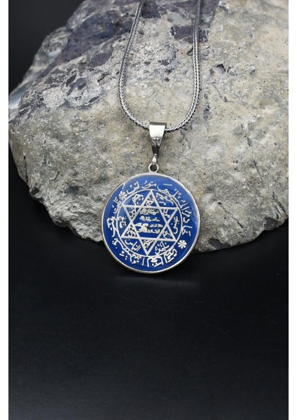 Hz. Süleyman Mührü Mineli 925 Ayar Gümüş Kolye Zincir 902132 modelleri