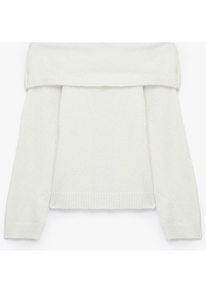 Uzun Kollu Omzu Açık Triko Kazak