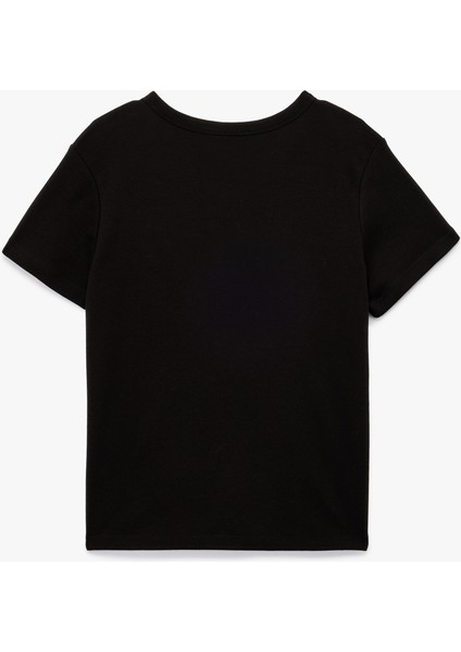 Pamuklu Broş Detaylı Fiyonklu Kısa Kollu Bisiklet Yaka Tişört fiyatları