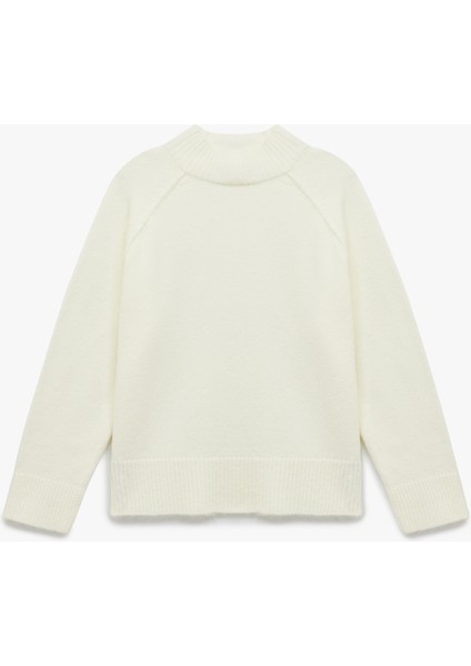 Dik Yaka Dikiş Detaylı Uzun Kollu Basic Triko Kazak