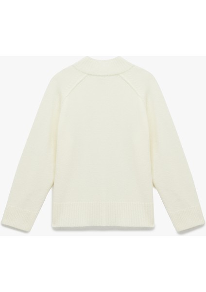 Dik Yaka Dikiş Detaylı Uzun Kollu Basic Triko Kazak fiyatları