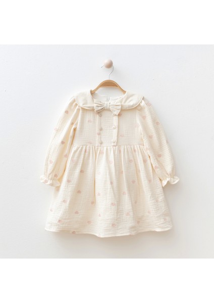 Kalp Işlemeli Kız Çocuk Elbise