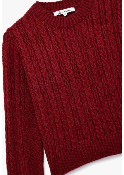 Saç Örgüsü Detaylı Uzun Kollu Bisiklet Yaka Triko Kazak modelleri