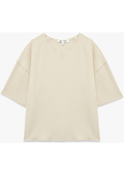 Kısa Kollu Bisiklet Yaka Basic Oversize Tişört