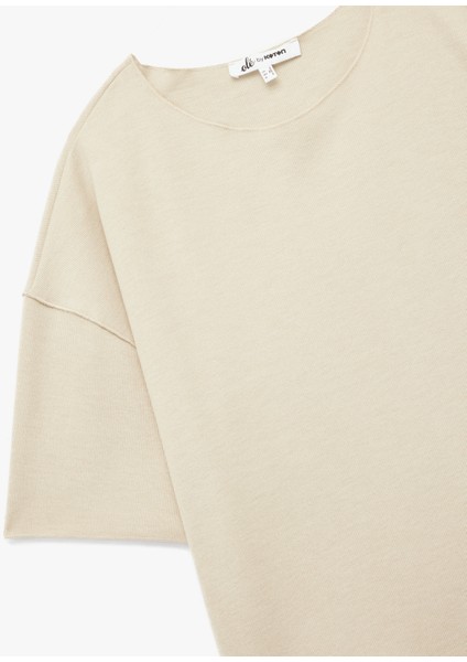 Kısa Kollu Bisiklet Yaka Basic Oversize Tişört modelleri