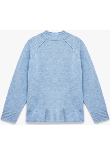 Dik Yaka Dikiş Detaylı Uzun Kollu Basic Triko Kazak fiyatları