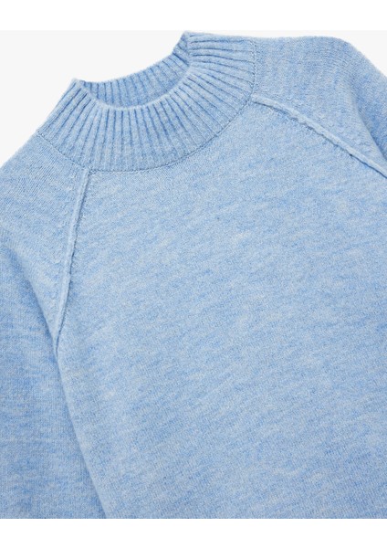 Dik Yaka Dikiş Detaylı Uzun Kollu Basic Triko Kazak modelleri