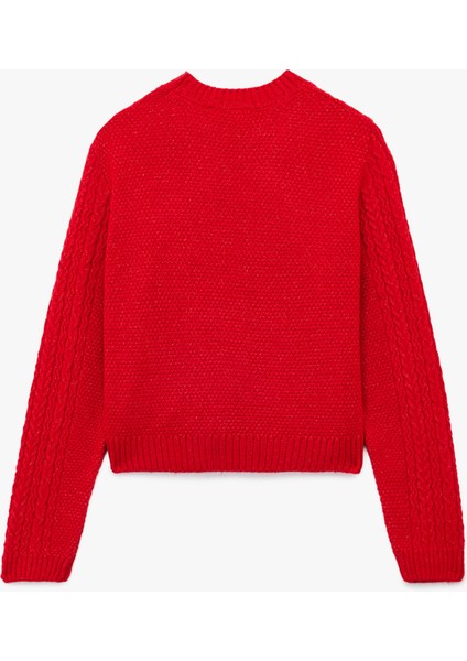 Saç Örgüsü Detaylı Uzun Kollu Bisiklet Yaka Triko Kazak fiyatları