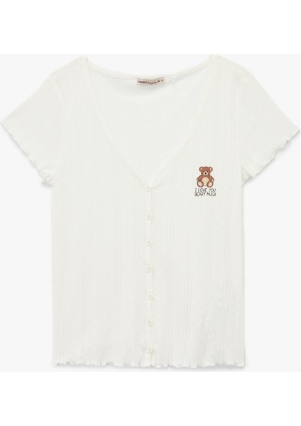 Pamuklu Kısa Kollu Düğmeli Pijama Takımı