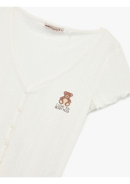 Pamuklu Kısa Kollu Düğmeli Pijama Takımı modelleri