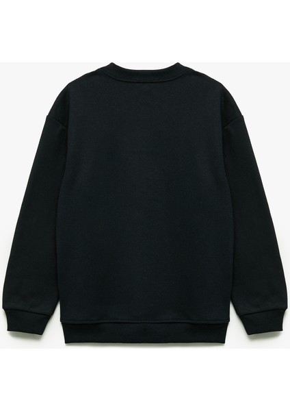 Uzun Kollu Bisiklet Yaka Baskılı Şardonlu Sweatshirt fiyatları