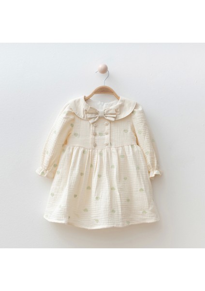 Kalp Işlemeli Kız Çocuk Elbise