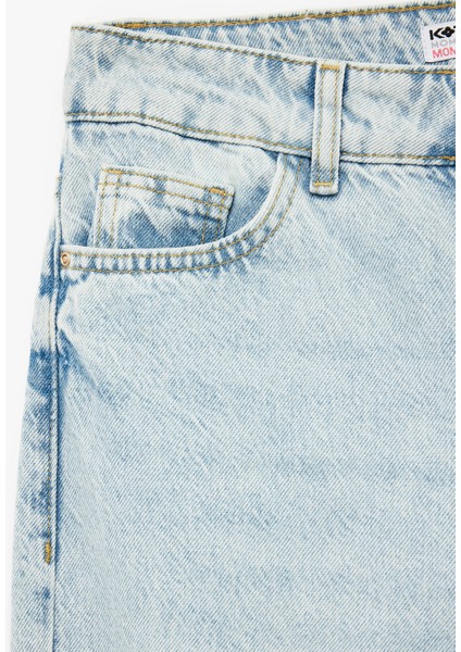 Pamuklu Slim Fit Yüksek Bel Mom Jean Pantolon - Mom Slim Jean fırsatları