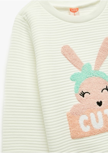 Bisiklet Yaka Nakışlı Dokulu Uzun Kollu Sweatshirt modelleri