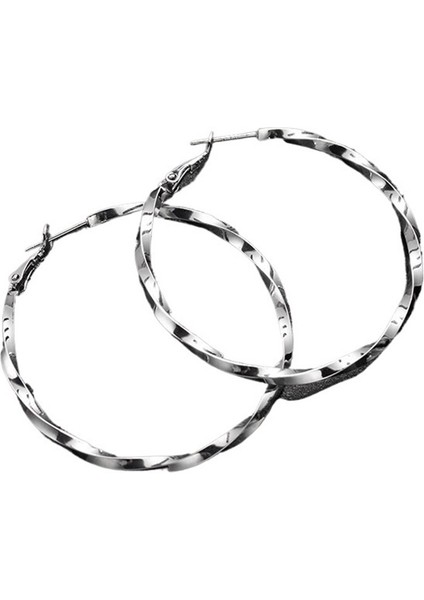 Kadınlar Için Bükülmüş Daire Küpeler Büyük Halka Küpeler Gümüş Iğne Küpeler (Yurt Dışından)