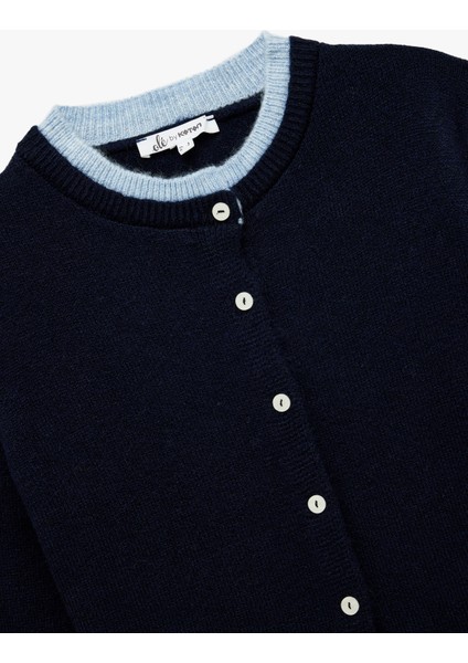 Uzun Kollu Biyeli Düğmeli Bisiklet Yaka Triko Hırka modelleri