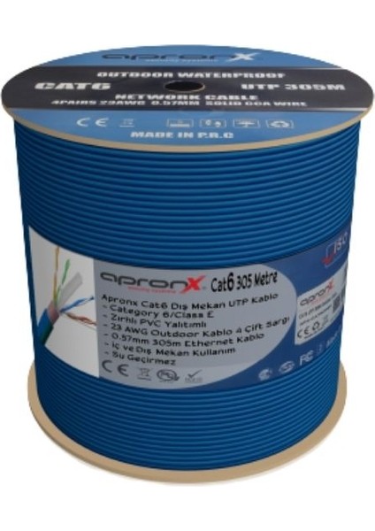 Cat6 Dış Ortam Mavi 305 Metre fiyatları