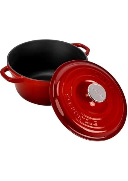 Döküm Yuvarlak Tencere Döküm Demir Kapak New Heritage Serisi Çap 26CM. Kırmızı modelleri