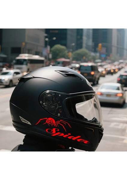 Spider Kask Sticker – Kırmızı Örümcek Desenli Motosiklet Kask Etiketi