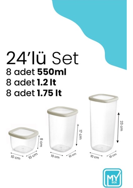 24'lü Lumia Silikon Kapaklı Kare Erzak Saklama Kabı - Etiketli Un Bakliyat Saklama Kutusu Baharatlık modelleri