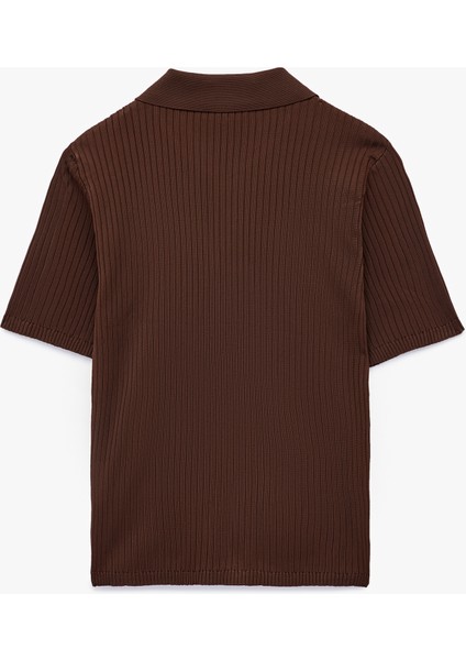 Yarım Düğmeli Kısa Kollu Polo Yaka Triko Kazak fiyatları