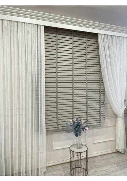 Taş Rengi %100 Orijinal Ahşap Jaluzi Perde 50 mm Ofis Modern ve Tüm Mekanlar Için modelleri