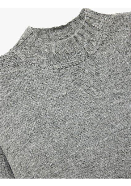 Dik Yaka Uzun Kollu Triko Midi Elbise modelleri