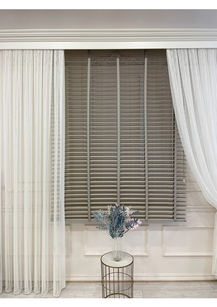 Taş Rengi %100 Orijinal Ahşap Jaluzi Perde 50 mm Ofis Modern ve Tüm Mekanlar Için fırsatları