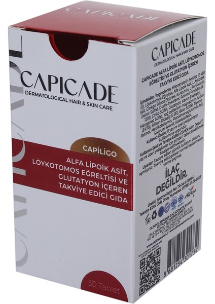 Capiligo Alfa Lipoik Asit, Löykotomos Eğreltisi ve Glutatyon 30 Tablet modelleri