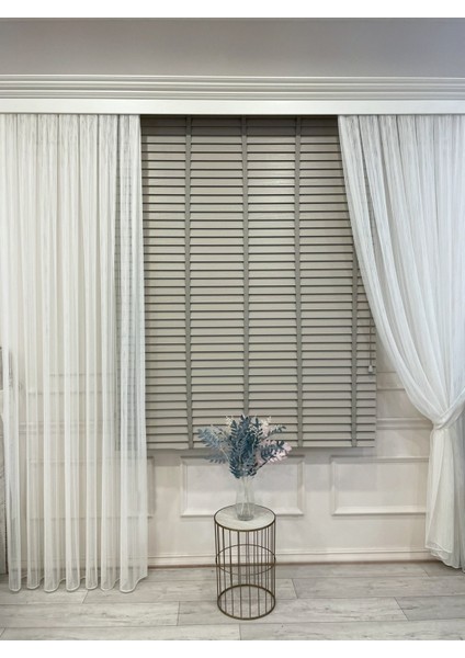 Taş Rengi %100 Orijinal Ahşap Jaluzi Perde 50 mm Ofis Modern ve Tüm Mekanlar Için fiyatları