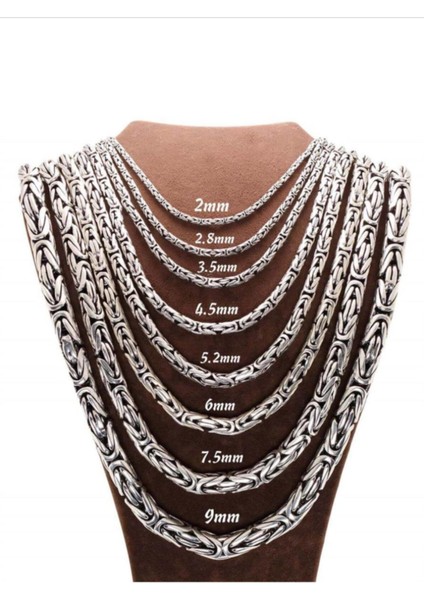 Vog 2mm Yuvarlak Kral Model 925 Ayar Erkek Gümüş Kolye Zincir