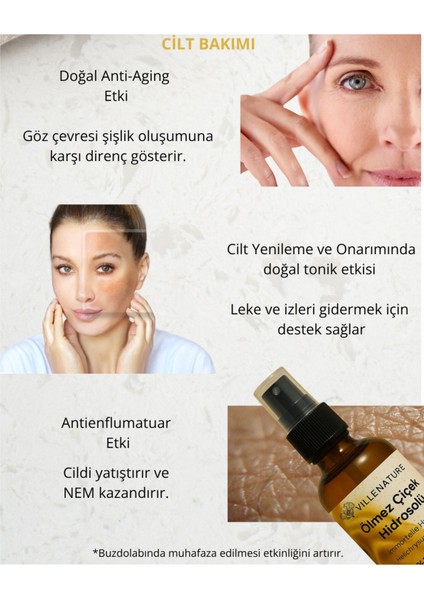%100 Saf Ölmez Çiçek Hidrosolü ~altın Otu Hidrosolü 100 ml Cam Amber Sprey Başlık Kolajen Nem Tonik modelleri