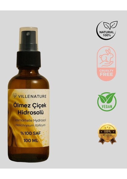 %100 Saf Ölmez Çiçek Hidrosolü ~altın Otu Hidrosolü 100 ml Cam Amber Sprey Başlık Kolajen Nem Tonik fırsatları
