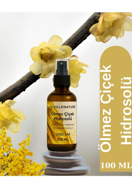 %100 Saf Ölmez Çiçek Hidrosolü ~altın Otu Hidrosolü 100 ml Cam Amber Sprey Başlık Kolajen Nem Tonik