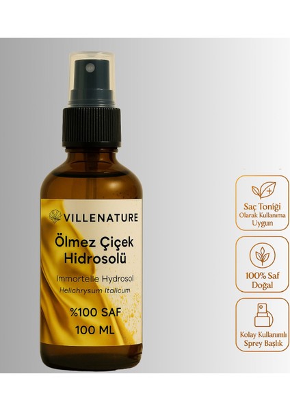 %100 Saf Ölmez Çiçek Hidrosolü ~altın Otu Hidrosolü 100 ml Cam Amber Sprey Başlık Kolajen Nem Tonik