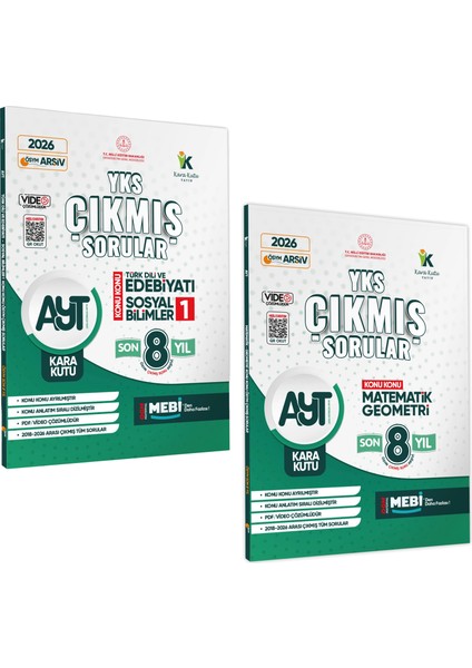 2026 YKS-AYT Eşit Ağırlık Çıkmış Soru Bankası KaraKutu 2’li Set KonuKonu Son 8Yıl Çözüm BASKI ÜCRET
