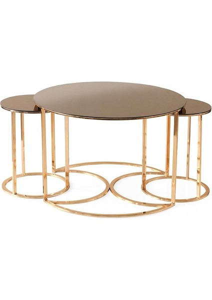 Bronz Cam Yasemin Orta Sehpa