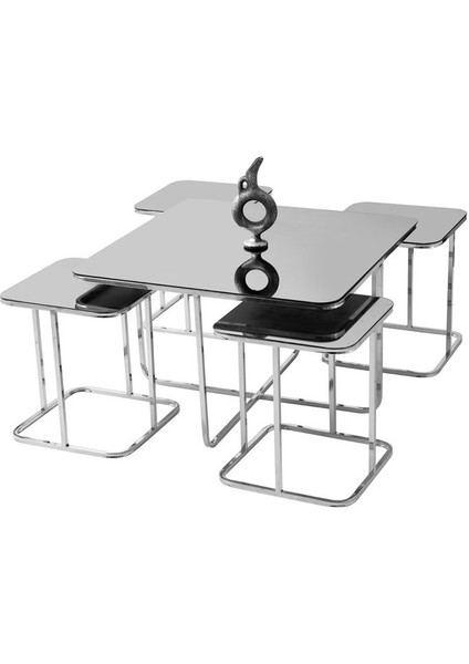 Füme Cam Oval Kare Pizza Orta Sehpa