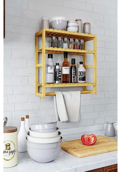 Bambu Mini 8 Form Organizer Mutfak ve Banyo Düzenleyici Askılı Duvar Rafı Havluluk DB-0028 fiyatları
