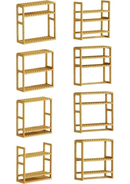 Bambu Mini 8 Form Organizer Mutfak ve Banyo Düzenleyici Askılı Duvar Rafı Havluluk DB-0028 indirimleri