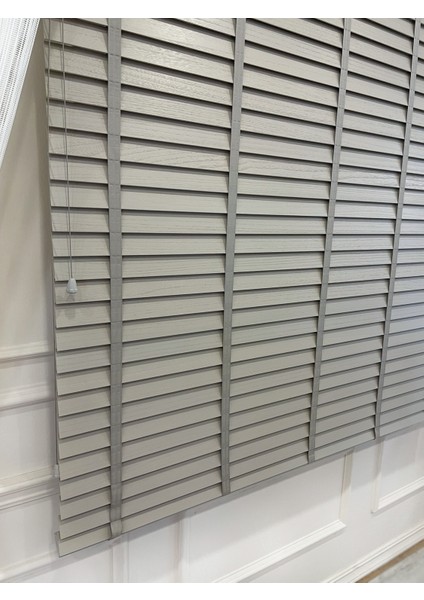 Taş Rengi %100 Orijinal Ahşap Jaluzi Perde 50 mm Ofis Modern ve Tüm Mekanlar Için