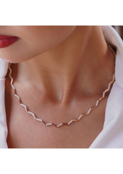 Taşlı Zikzak Kolye