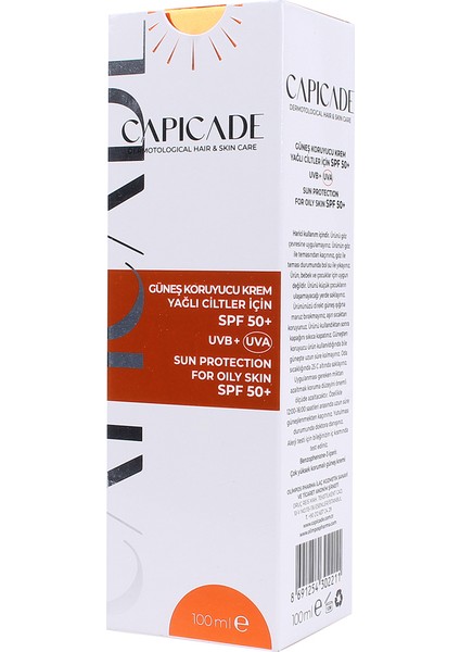 SPF50+ Güneş Koruyucu Krem Yağlı Ciltler için 100ml modelleri