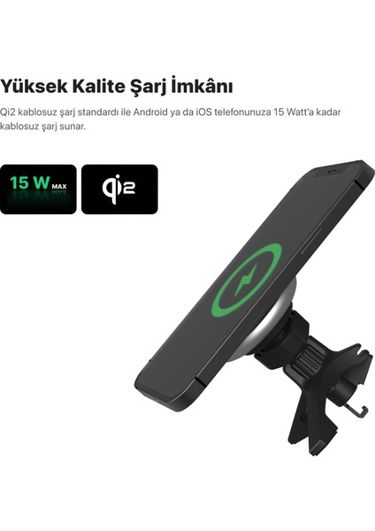 Araç İçi Telefon Tutucu Ultra Güçlü Kablosuz Manyetik Mag Safe ile Uyumlu 20W Qi2 Bağlantılı Hızlı Şarj Cihazı X6401 fırsatları