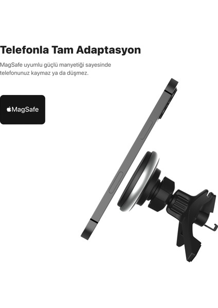 Araç İçi Telefon Tutucu Ultra Güçlü Kablosuz Manyetik Mag Safe ile Uyumlu 20W Qi2 Bağlantılı Hızlı Şarj Cihazı X6401
