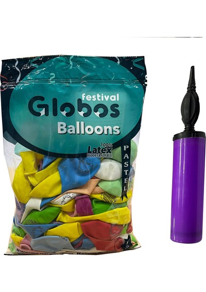 12" Pastel Okula Hoşgeldin 1+1 - 100 Adet- Konuşma Balonu + Balon Şişirme Pompası